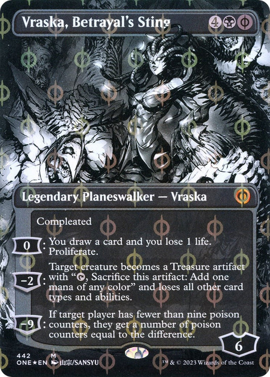 Vraska, Betrayal's Sting (Borderless) (Step-and-Compleat Foil) ONE - 442