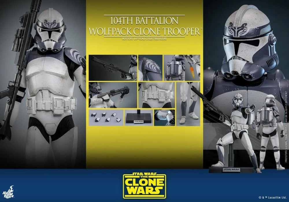Star Wars: The Clone Wars - 104th Battalion Wolfpack Clone Trooper 1/6th Scale Collectible Figure - TMS142