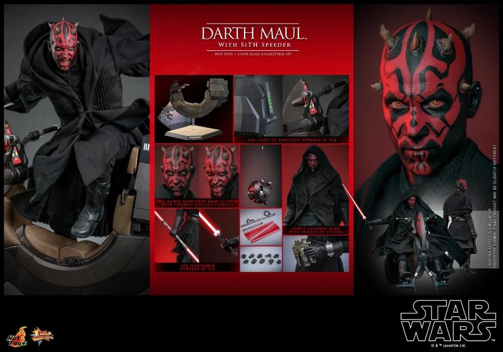 Star Wars: The Phantom Menace - Darth Maul With Sith Speeder 1/6th Scale Collectible Figure Set - MMS749